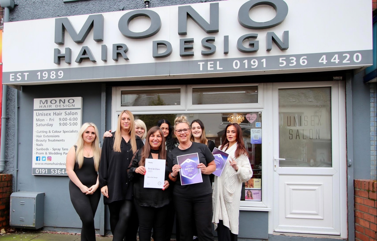 Salon team outside of shop